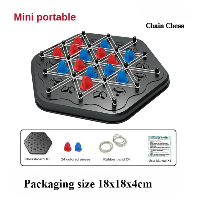 Neue Geometrie Kette Schach Puzzle Dreieck Schach Desktop Spiel Gummiband Training Familie Interaktion Übung Denken Spielzeug Geschenke gray
