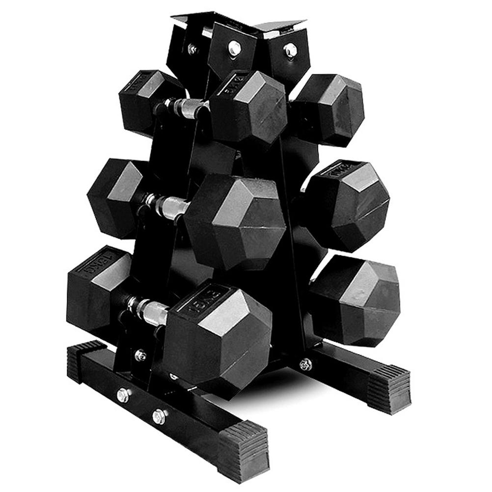 Hantel-Aufbewahrungsregale aus Stahl, 3-stufige Gewichtsständer für Hanteln, Gewichtsturm für das Training im Heim-Fitnessstudio schwarz