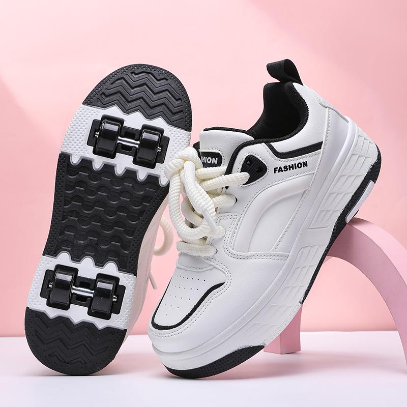 Kinder Vierrad-Sportstiefel Rollschuhlaufen Kann als flache Sportschuhe versteckt werden Schlittschuhe Sportschuhe Damen Schlittschuhe 40 schwarz