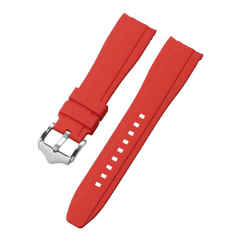Gebogenes Ende Bogen Gummi Uhrenarmband für Rolex Silikonband für Swatch Universelles Sport Wasserdichtes Armband für Herren Damen 20mm 22mm 22mm rot