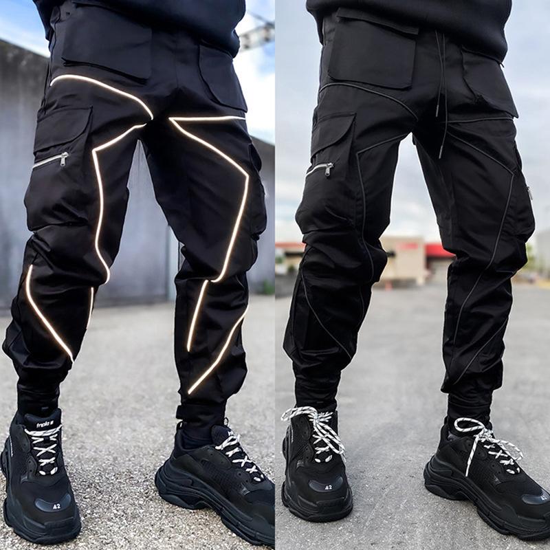 Frühling Herren Freizeithose locker große Größe Arbeitshose Herren Flut Karte Kordelzug Beinöffnung Klettverschluss Sporthose Mann XXXL schwarz
