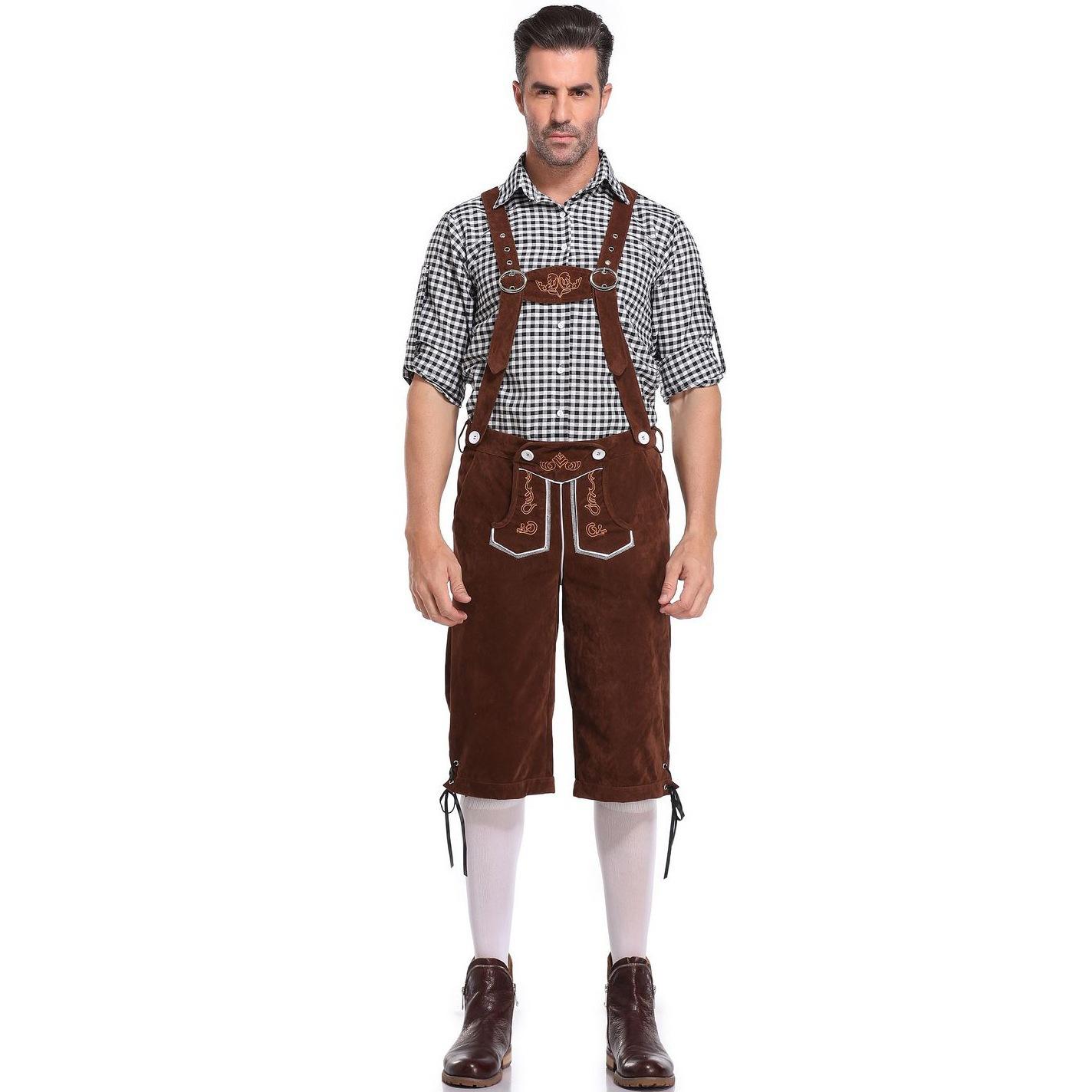 Deutsches Oktoberfest-Kostüm für Herren, bayerische Lederhose, kurzes Biermann-Kostüm M
