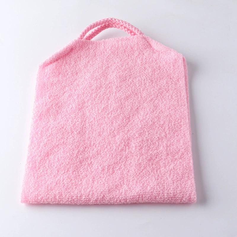 Koreanischer Peeling-Rückenschrubber, langes Stretch-Badetuch, Duschtuch für den Körper rosa