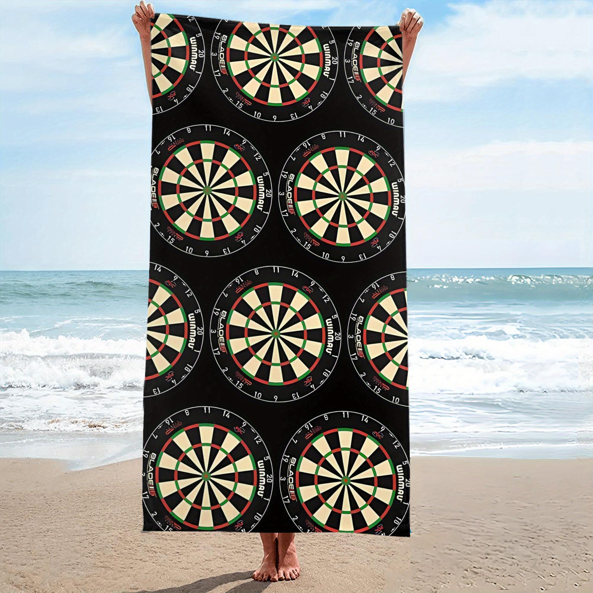 Dartscheibe Strandtuch Einseitiger 2D-Druck Schnell trocknendes Mikrofaserhandtuch für Pool Strand Schwimmen Coole Sport-Vibes für Dart-Fans 100X180CM