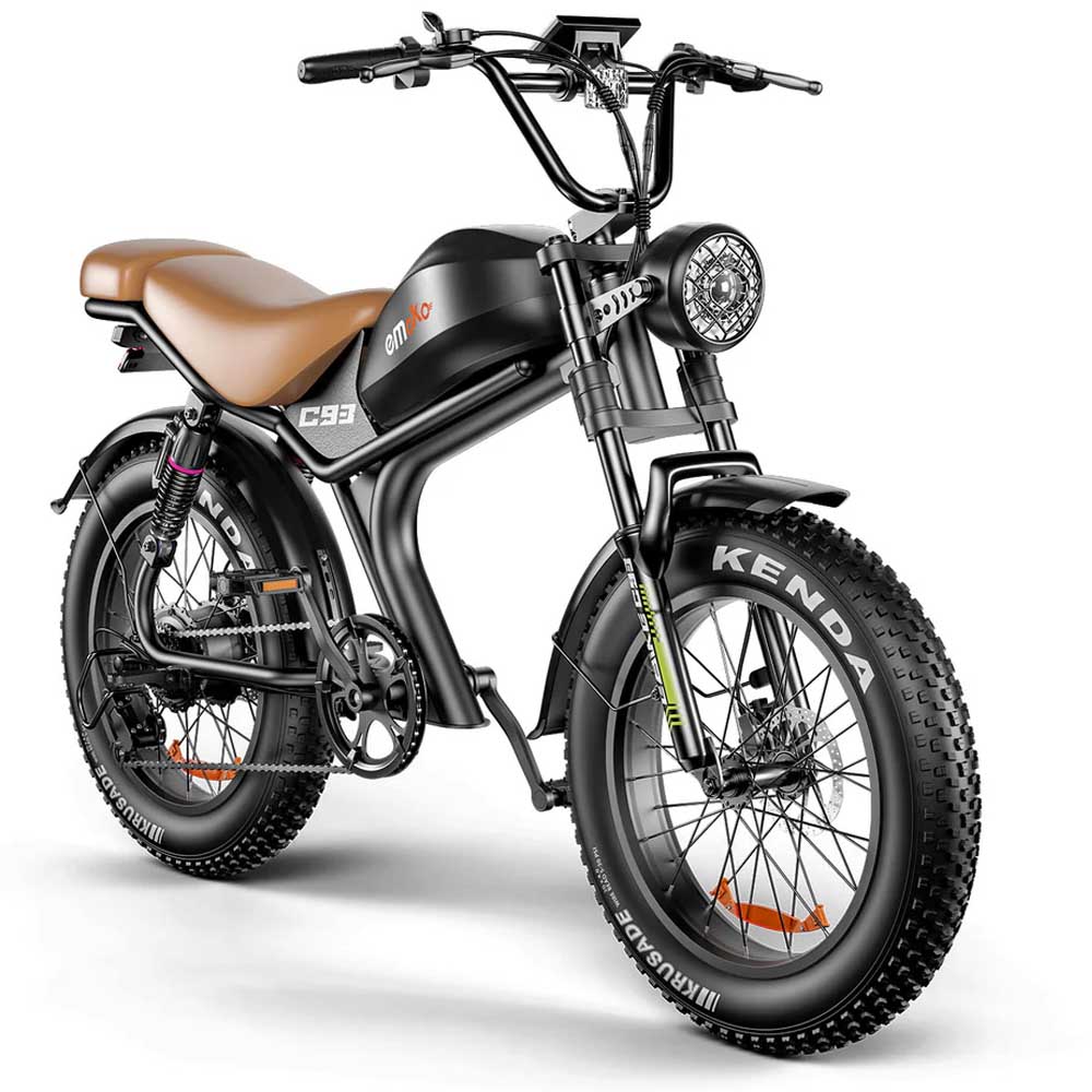 EMOKO C93 1000W Elektrofahrrad mit 48V20Ah, 50km/h Höchstgeschwindigkeit, 20×4.0  Fat Tire E-Bike, Doppelstoßdämpfer, Hydraulische Scheibenbremsen Offroad-E-Bike C93: 1000W 48V20Ah braun