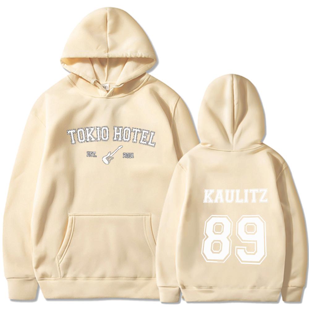 Rockband Tokio Hotel Kaulitz Hoodie Herrenmode Casual Pullover Sweatshirt Männer Frauen Hip Hop Übergroße Kapuze Punk Streetwear S beige