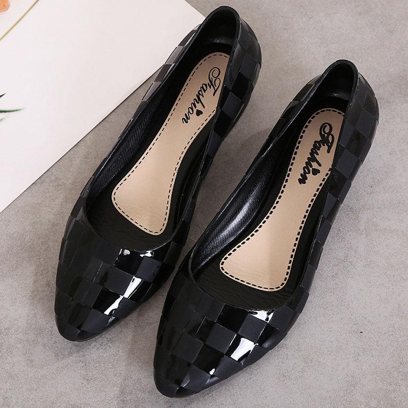 Mode Wasserdichte Schuhe Regen Schuhe Weibliche Sommer Gelee Schuhe Gelee Set Schuhe Flacher Mund Anti-slip Regen Schuhe 39 schwarz