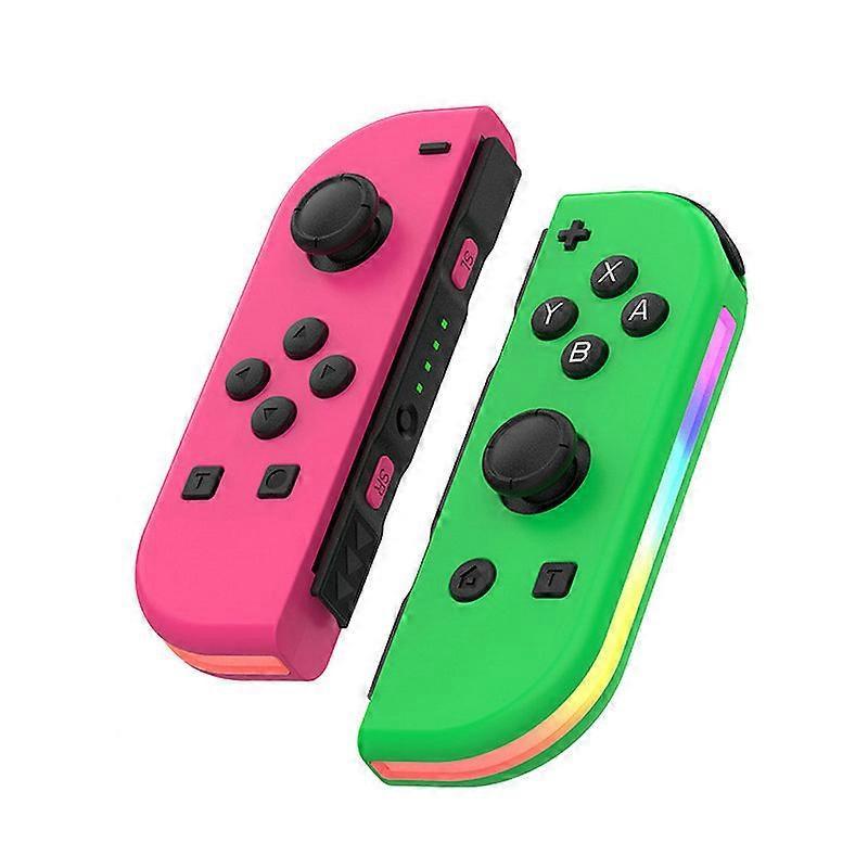 BT 5.2 RGB LED Switch L/R JoyCon Gamepad für Nintendo Switch/Lite/Oled JoyCon Gamepads Joystick mit Dual-Vibration(Rosa Grün)