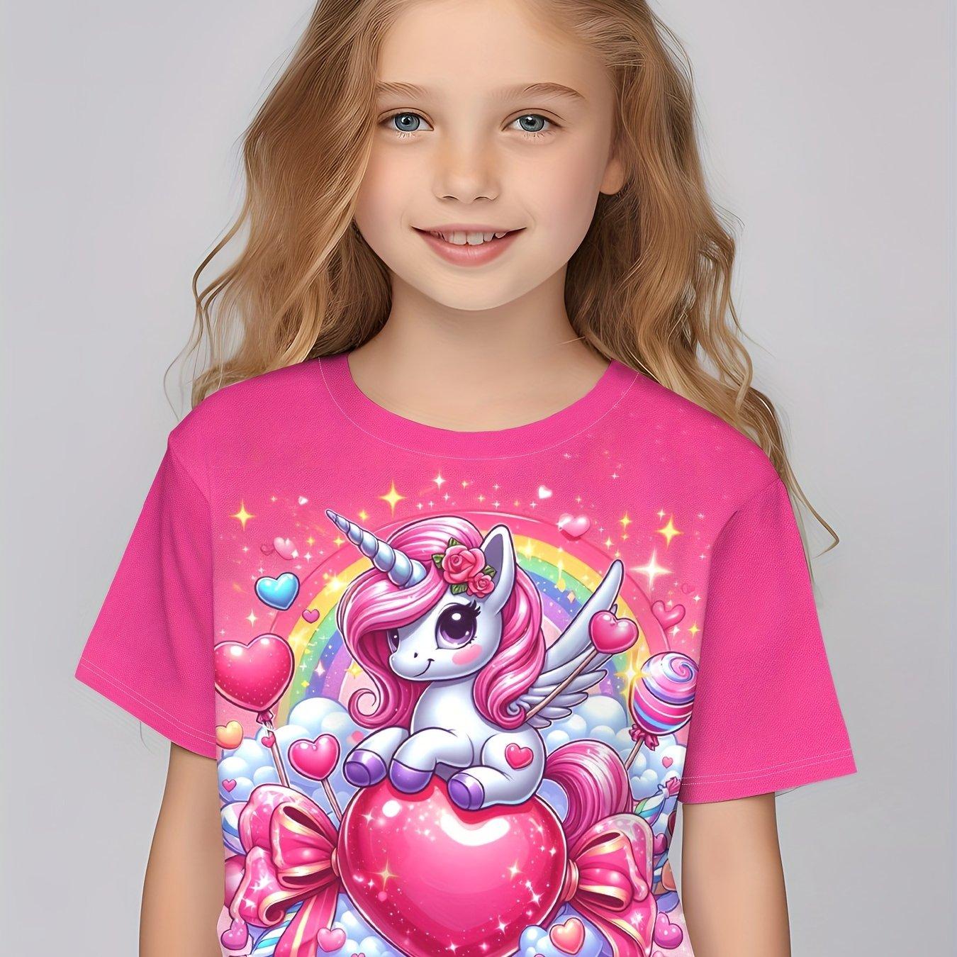 Kinderkleidung Mädchen Bezaubernder 3D-Feen-Druck Kurzarm-T-Shirt Tops Bequemer Rundhalsausschnitt Casual Tees Kinderkleidung für Mädchen 120 brown