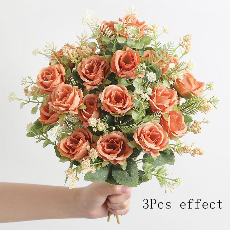 30 cm Rose Weiß Seide Bouquet Pfingstrose Künstliche Blume 5 Große Köpfe 4 Kleine Knospen Hochzeit Bräute Hause Dekoration Künstliche Blume 3Pcs