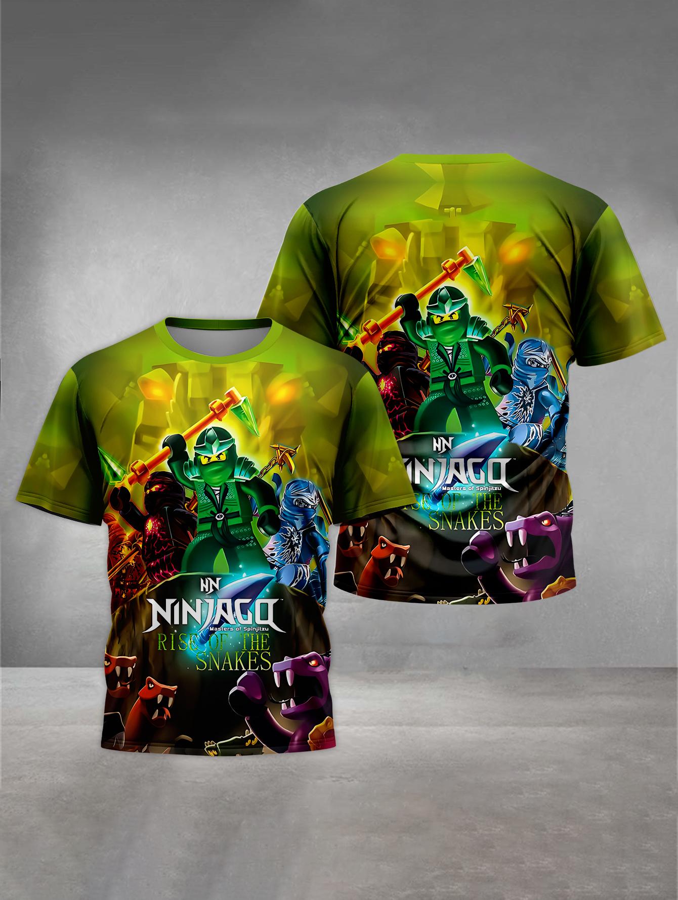 MINISO Print Babykleidung 4 bis 14 Jahre Männliche Outdoor-Kleidung für Cartoon-Spiel Kinder Junge Mädchen Kind T-Shirt Top Shirts- NN-Ninjagos 110
