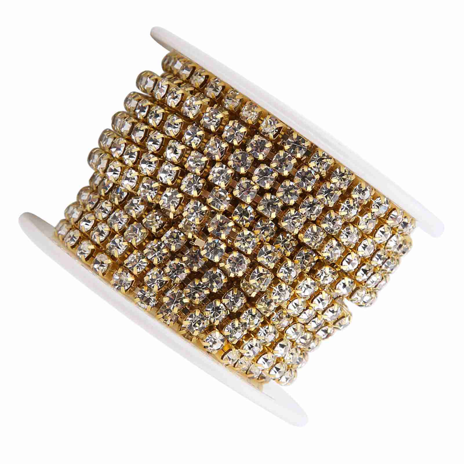 SS16 5yardroll Kristall Strass Kette DIY Mode Schließen Tasse Kette Goldene Bekleidung Zubehör