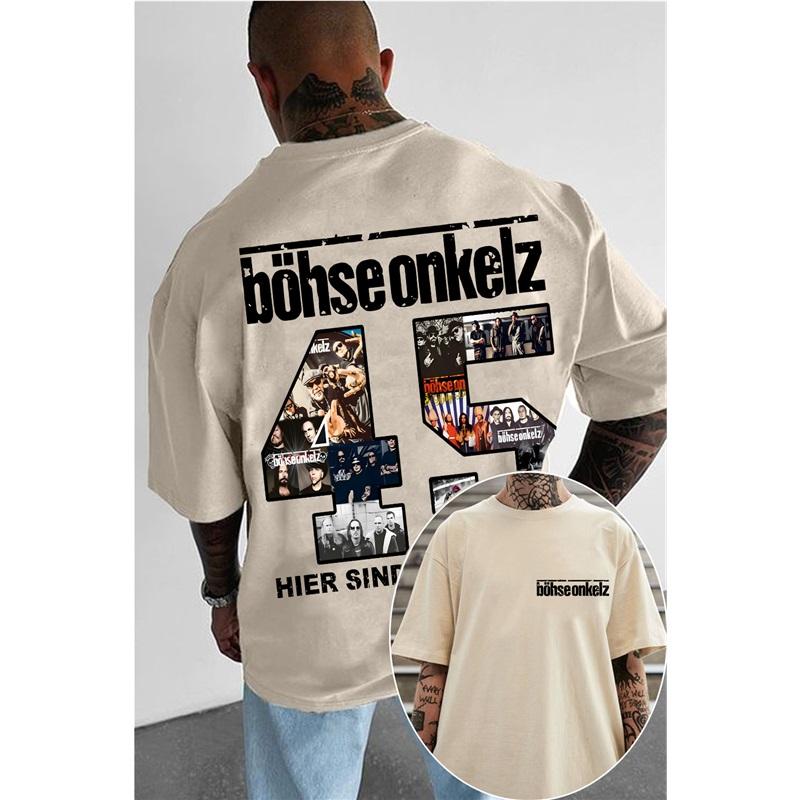 Böhse Onkelz Konzert 45th Anniversary Gedenk-T-Shirt Herren Damen Oversized Unisex Baumwolle High Street Harajuku Weiblich Männlich Bequeme Kleidung XXL orange
