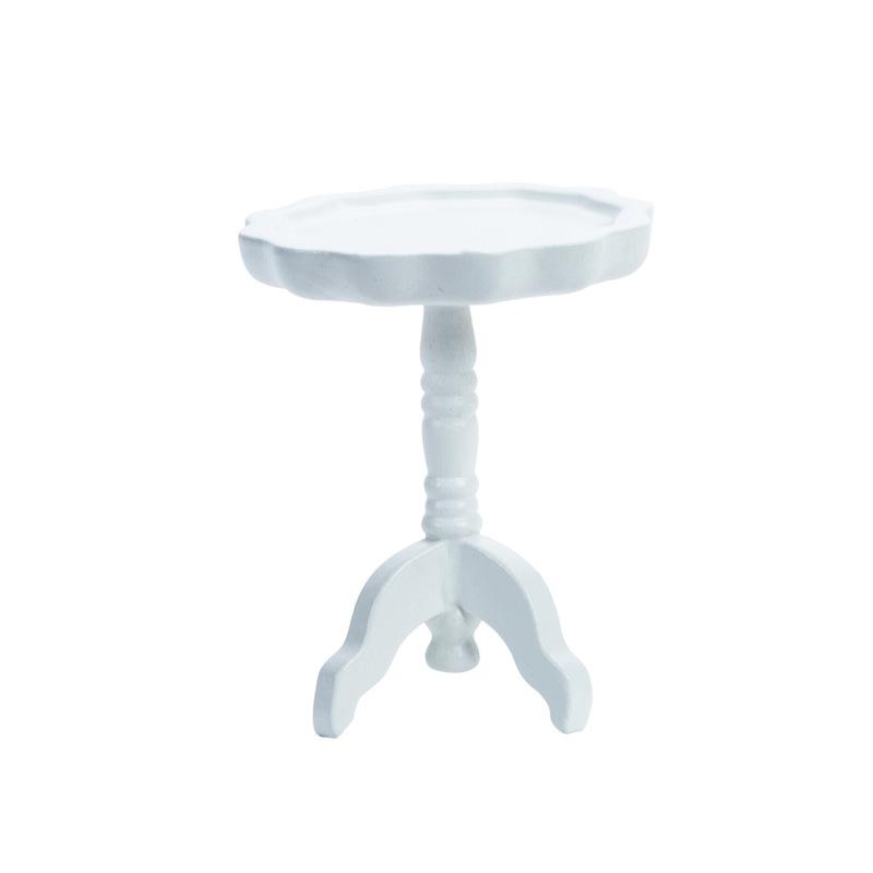 Miniatur-Beistelltisch für Puppenhaus, runder Beistelltisch, Modell im Maßstab 1/12, Holz, Mini-Hausmöbel, Rollenspiel-Spielzeug für Kinderzimmer-Szenen-Dekoration 5.5*4.5*4.5cm weiß