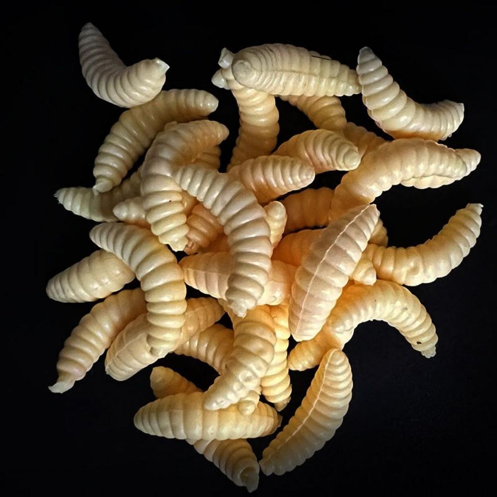 20/50/100 Stück Weicher Wurm Imitation Made Maden Angelköder Wurmköder 2cm/0.79 Zoll Künstlicher Bionischer Weicher Wurm Köder, Outdoor Angelausrüstung 20PCS gelb