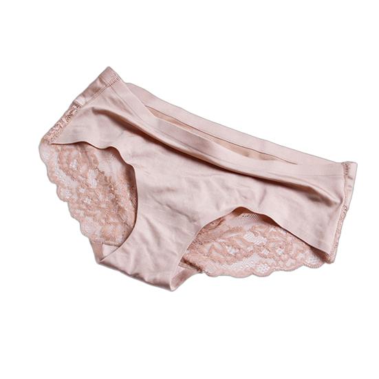 Nahtlose Unterwäsche für Damen Seidige Unsichtbare Hipster-Slips Mittelhoch Spitze Satin Stretch Bikini-Slips L white