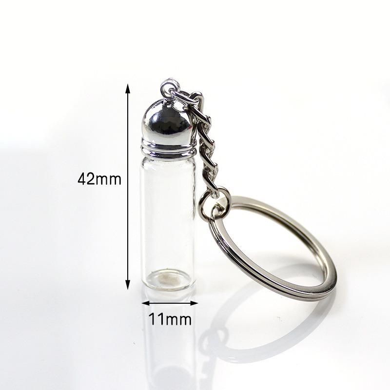 Glas Leere Flasche Schlüsselanhänger Transparenter Anhänger Ätherische Öle Parfümfläschchen Mini Wunschflasche Schlüsselanhänger Für DIY Bastelarbeiten A5
