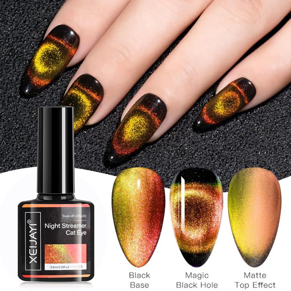 1 Jar 9D Kristall-Katzenaugen-Magnet-Gel-Nagellack, funkelnder Glitter, UV-Soak-Off-Gel-Lack, magnetischer Gel-Lack für die Maniküre, Nr. 5 ml