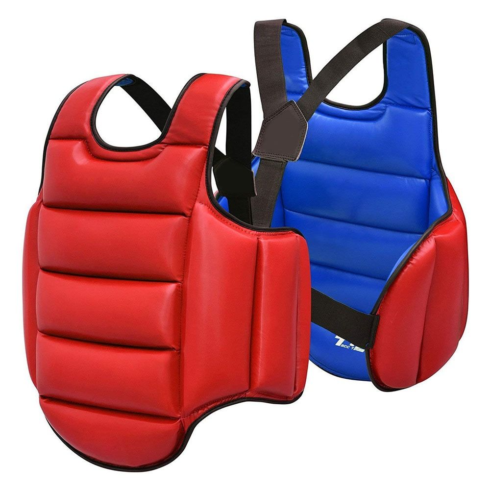 Weicher Körperschutz Kampfsportweste Boxausrüstung Karate Uniform Brustschutz Gürtelweste Karate S Height120-140cm blau/rot