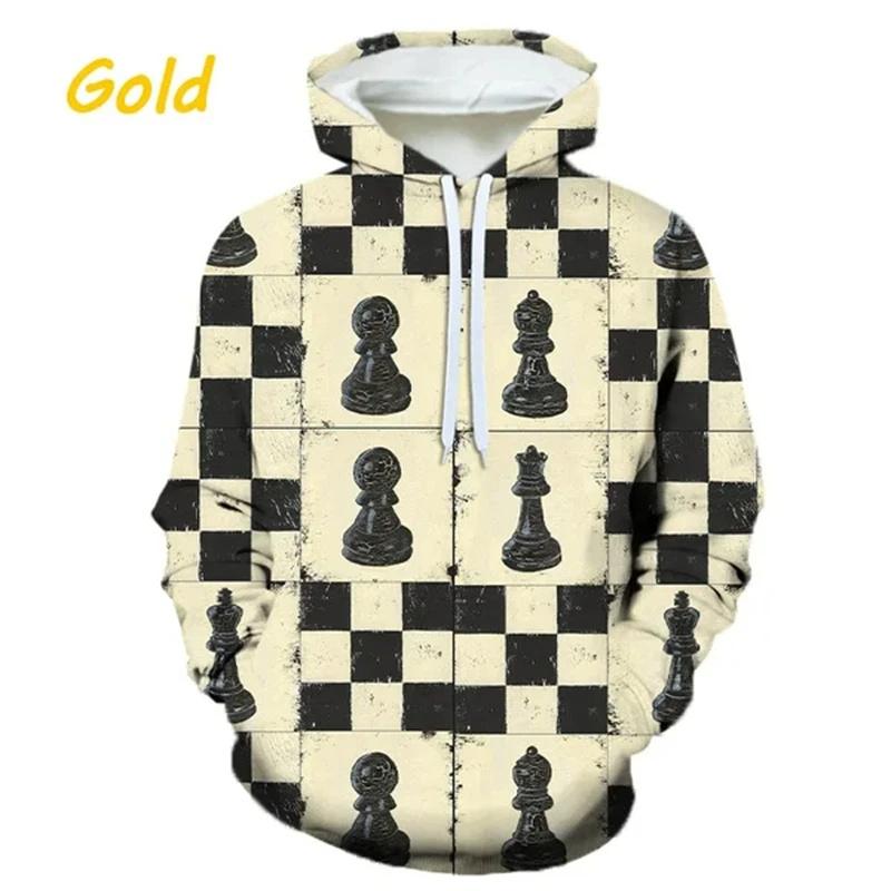 Heißester Stil Kreativität Schach 3D-gedruckter Hoodie Langarm Persönlichkeit Mode Kleidung Lässig Männer Und Frauen Sweatshirt Hoody L