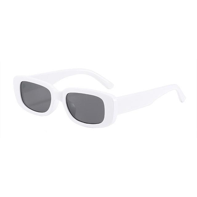 Sonnenbrille Klassische Retro Quadratische Gläser Frauen Vintage Reise Kleine Rechteck Sonnenbrille Weibliche Brillen Anti-Glare weiß