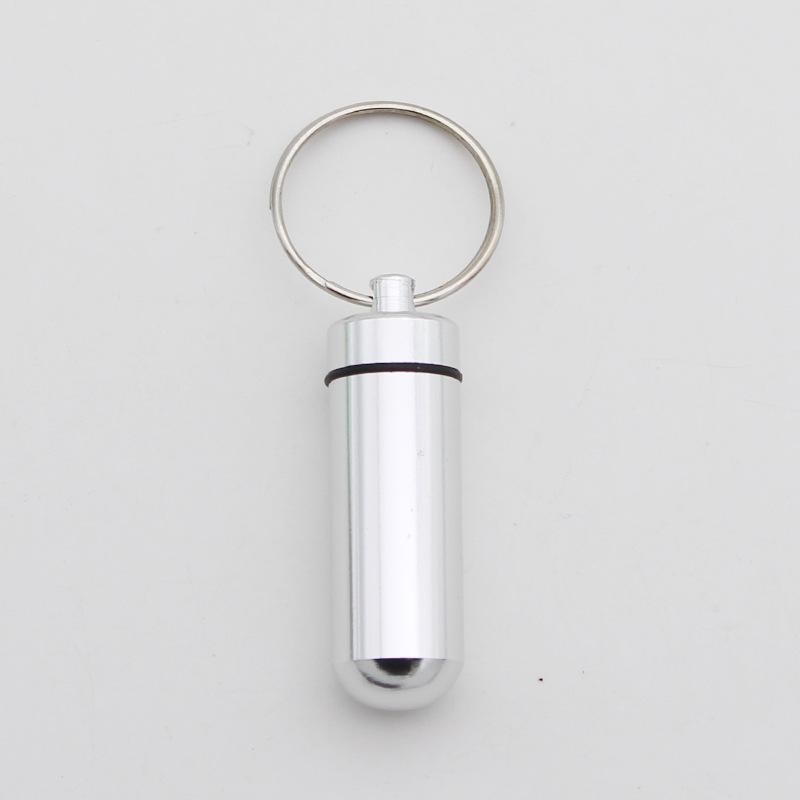 1 PCS Bunte Baby Aluminium Pille Box Medizin Fall Container Flasche Halter Schlüsselanhänger Outdoor Pille Fall Pillbox Tragbare silber