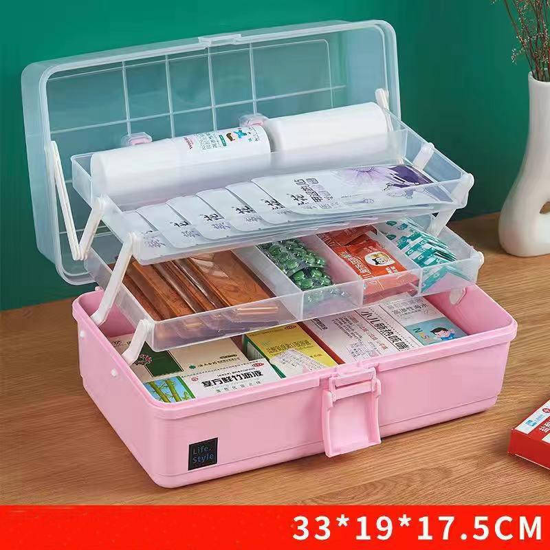 Haushalt Medizin Box Medizin Notfall Medizinische Lagerung Box Multi-schicht Große-kapazität Kosmetik Gadgets Hause Lagerung Box 33*19*17.5 cm rosa