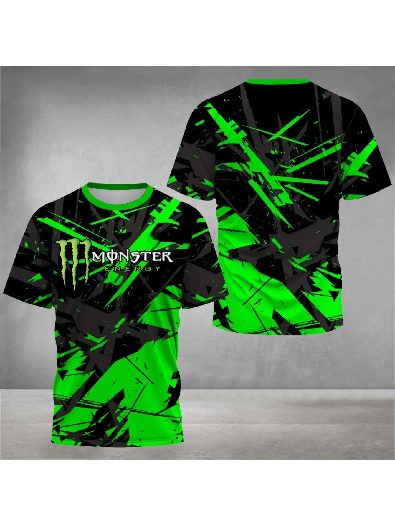 Neues modisches Herren-T-Shirt 2026 mit 3D-Druck von Monster Energy - schnell trocknendes Outdoor-Sport-Motorrad-Outfit. Kurzarm S
