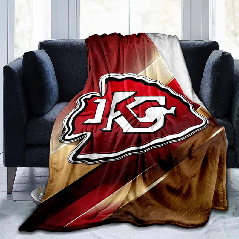 City Chiefs Emblem Aufdruck Überwurf Decke Weiche Flanelldecken für Sofa Bett Geschenke für Männer Frauen Picknickdecke Weihnachtsgeschenke 75x90cm