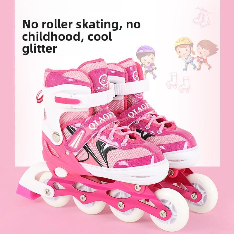 Neue einreihige Inlineskates Kinder-Blinkrad-Set Erwachsene PU-Rollschuhe Herren- und Damen-Speedskating S(27-32)