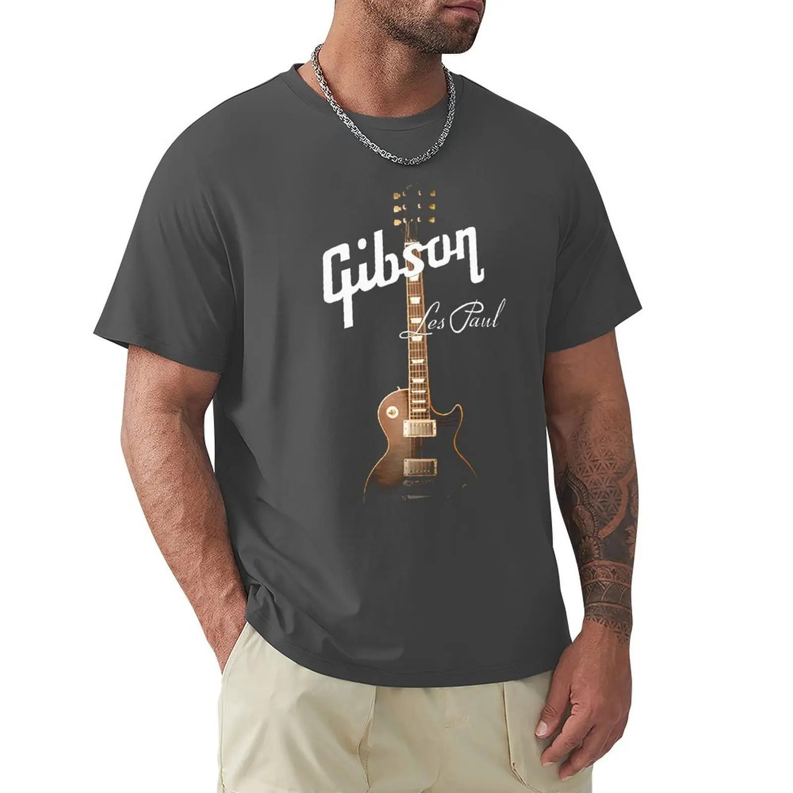 Coole Gibson Gitarre T-Shirts Graphic Tee Herren Gibson T-shirts Rock Grunge Musik Liebhaber T-shirts Hipster Tops Hip Hop Casual Tops XXXL gold