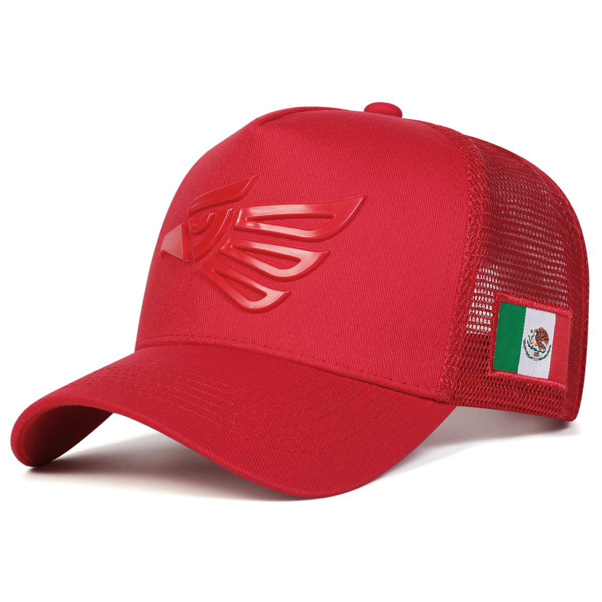 Unisex Mexikanische Adler Dekoration Verstellbare Atmungsaktive Mesh Baseballkappe Hip Hop Caps Frühling Sommer Outdoor Sport Reise für Frauen Männer rot