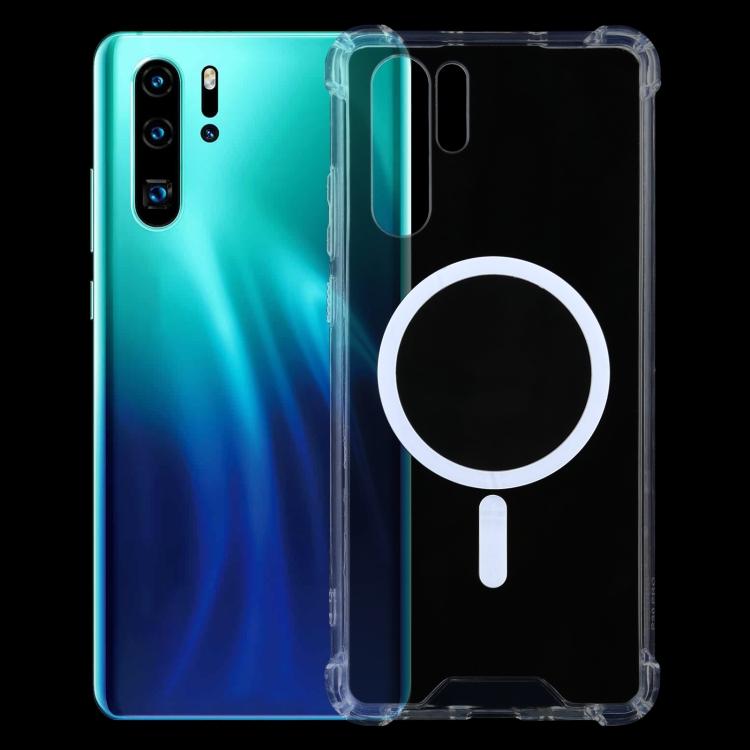 Für Huawei P30 Pro Magsafe Hülle Klare Vier-Ecken-Airbag Stoßfeste PC + TPU Hülle mit Magnet For Huawei P30 Pro transparent
