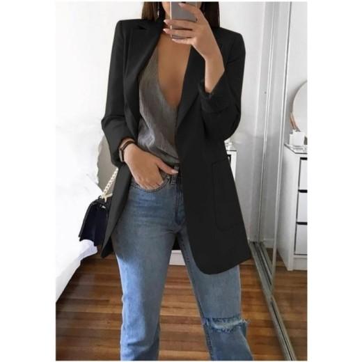 Damen-Blazer, lässig, übergroß, lang, Strickjacke, Jacke, Mantel, Herbst, modisch, langärmelig, Strickjacke, einfarbig, Büro, Damen, einfarbig, Blazer, Übergröße 3XL schwarz