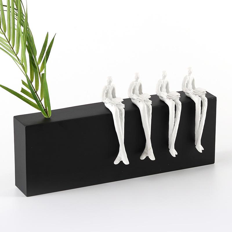 Einfache Moderne Side-by-Side Sitz- und Lesecharakter-Kombination Dekoration Musterraum Wohnzimmer TV-Schrank Kreative Dekoration black