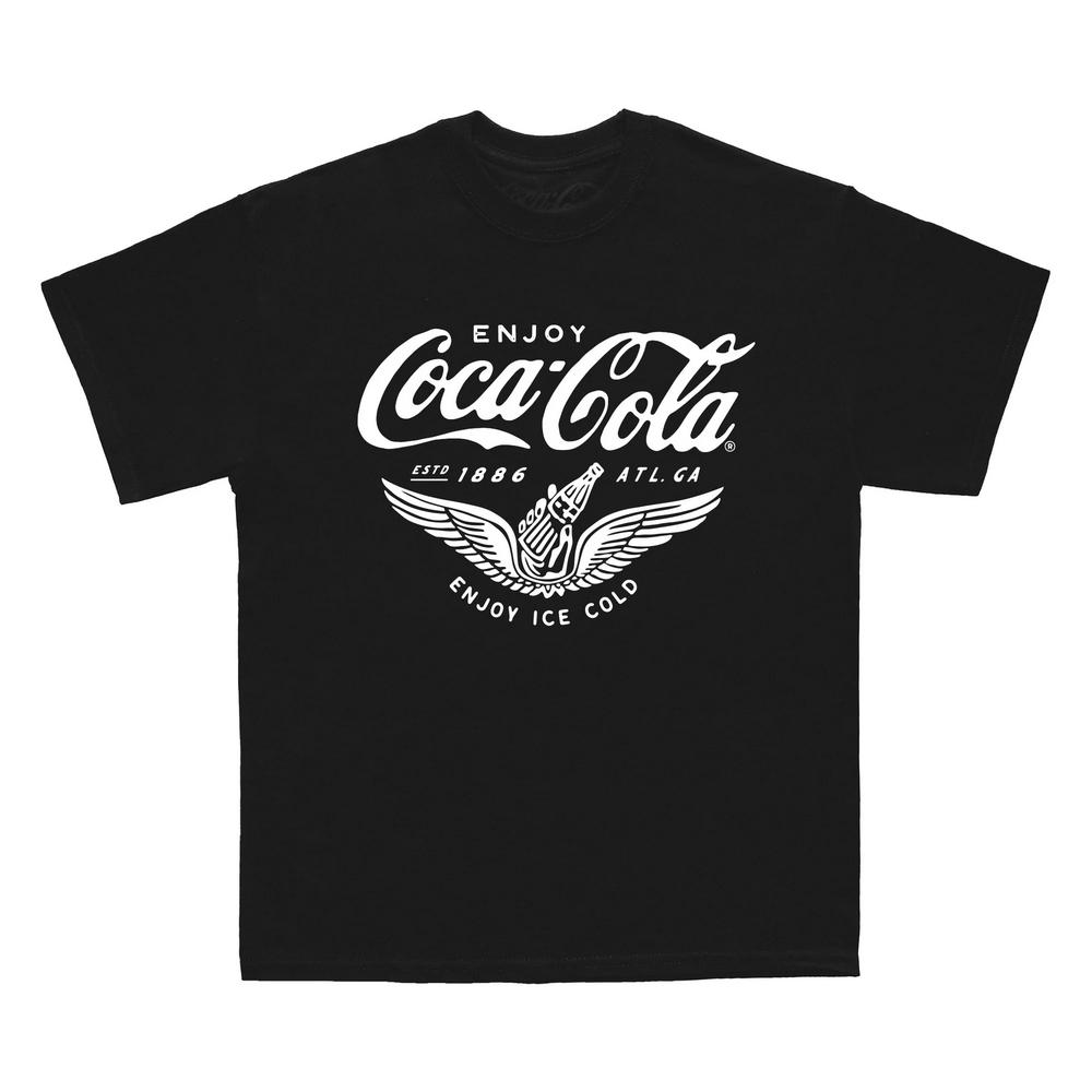 Coca-Cola Unisex-T-Shirt mit Flügeln für Erwachsene S schwarz