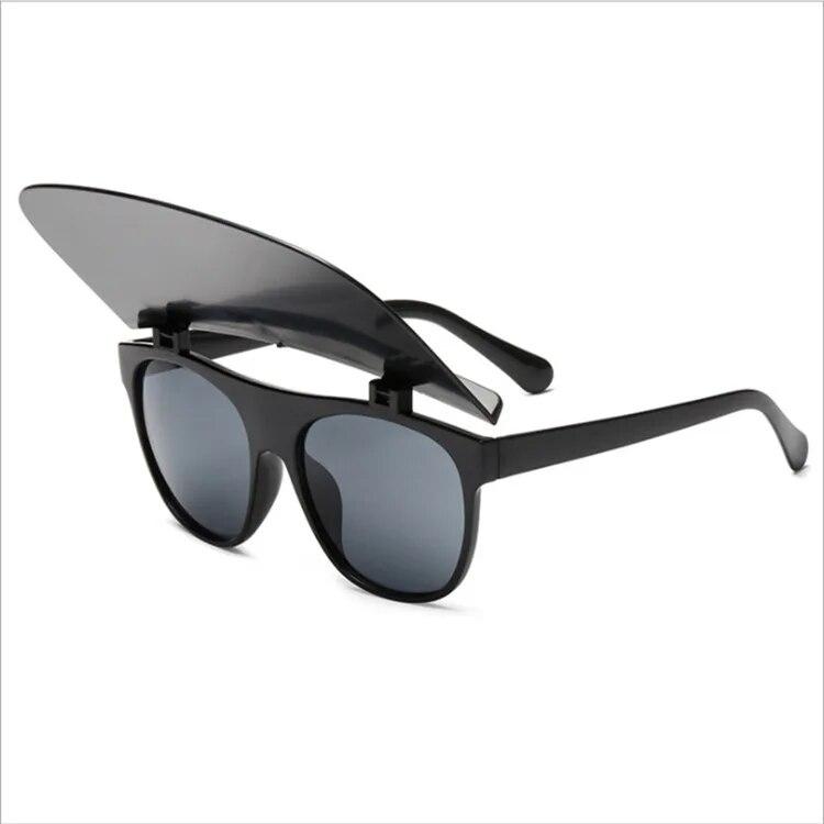 Einzigartige Luxus-Hut-Flip-Sonnenbrille für Frauen Neue einteilige quadratische weiße schwarze Sonnenbrille Männer Hip Hop Sonnenschutzbrille