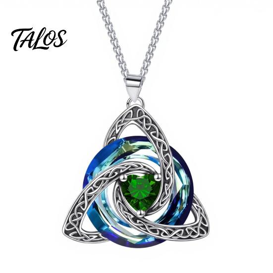 Ewiger Erinnerungsschmuck Keltisches Knoten-Geburtsstein-Halskette für Frauen, Zirkonia-Anhänger-Halskette, Personalisierte Geburtstagsgeschenk Irischer Schmuck, Ihre Frau May gray