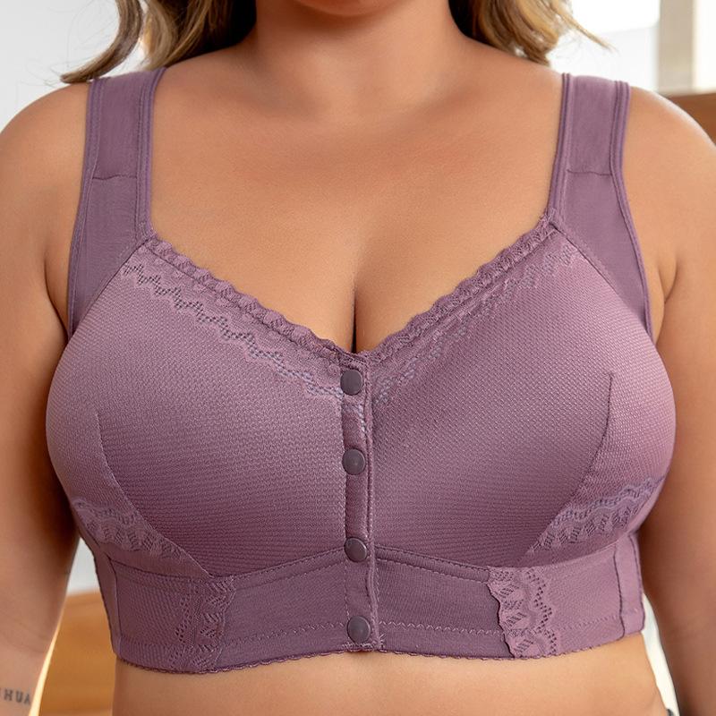 1XL-7XL BH mit Frontverschluss, Grenzüberschreitende Europäische und Amerikanische Größen, Übergrößen-BH für Große Brüste 5XL(120-135kg) violett