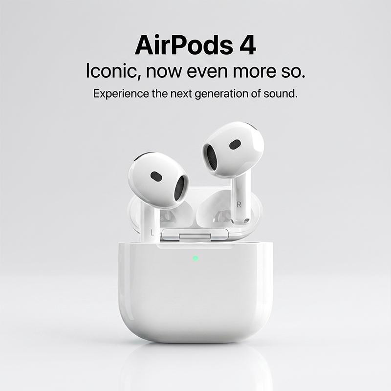 AirPods 4. Generation Kabellose Kopfhörer Eingebautes Mikrofon Geräuschunterdrückung Sport Wasserdicht Lange Akkulaufzeit Ohrhörer weiß