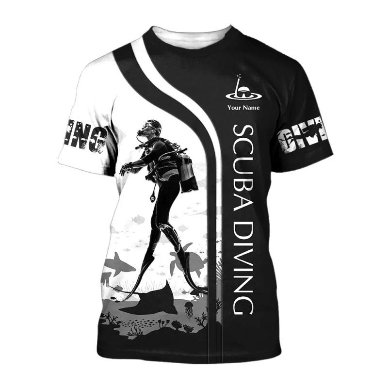3D Druck Taucher T-Shirts Tops Sommer Kurzarm Lässig Tauchen T-Shirt für Männer Kleidung Herren T-Shirt 3XL black
