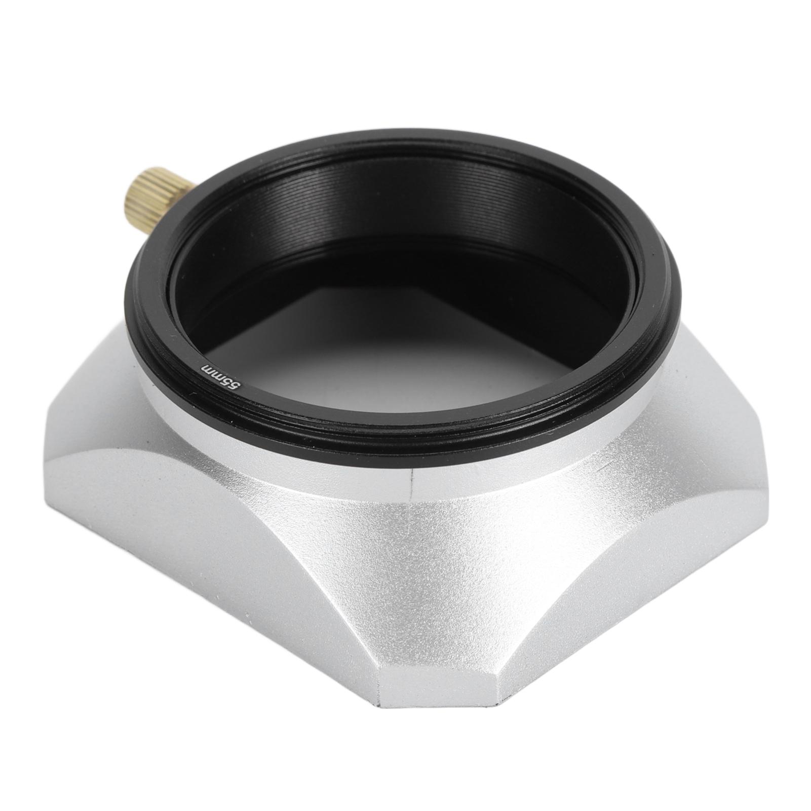 55mm Quadratische Metall-Gegenlichtblende Aluminiumlegierung Retro Digitalkamera-Gegenlichtblende für 25mm oder mehr Brennweite Silber black
