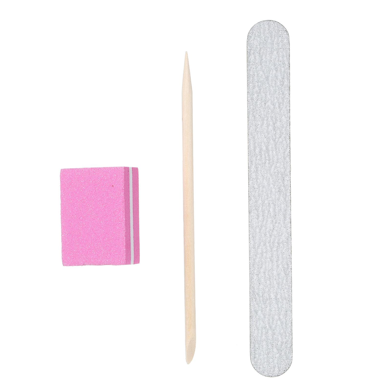 3PCS Maniküre Werkzeuge Nagellack Gel Remover Tools Kit mit Feile Nagel Schleif Datei Puffer Block Nagel rosa