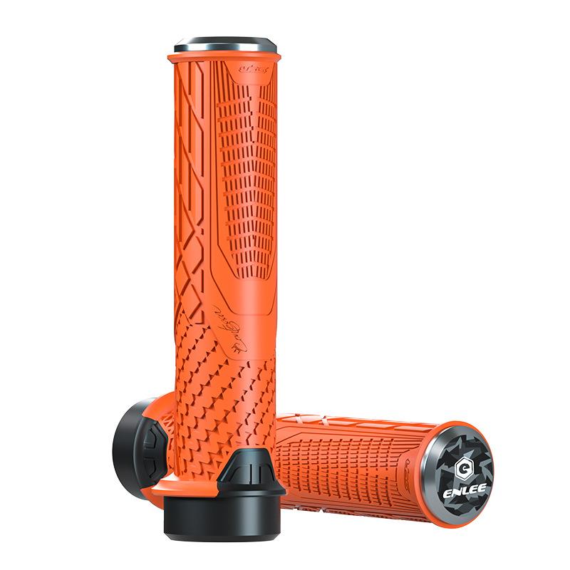 1 paar Mountainbike Grip Reiten Anti-slip Grip Abdeckung Universal Abschließbare Gummi Griff Reiten Zubehör Fahrrad Lenker Griffe orange