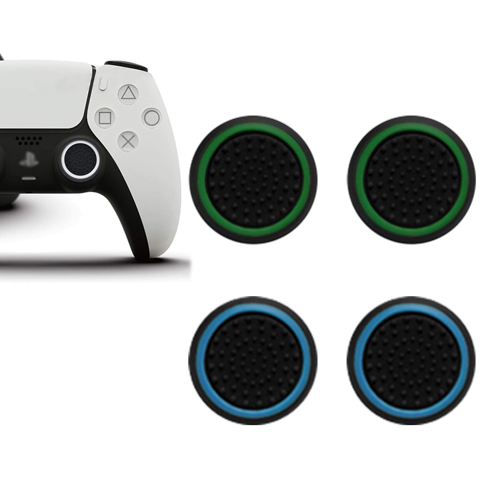 SZSL PS5 Controller Stick Schutzhüllen für und Xbox Analogsticks aus Silikon Daumenstick-Abdeckungen für Controller Blau 2 Kappen, PS4, PS3, (Satz 4),