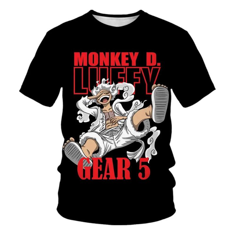 Kinderkleidung Anime One Piece Luffy Gear 5 Cosplay T-Shirt Jungen Jungen Cartoon Tees Kinder Sommer Kurzarm Tops 160