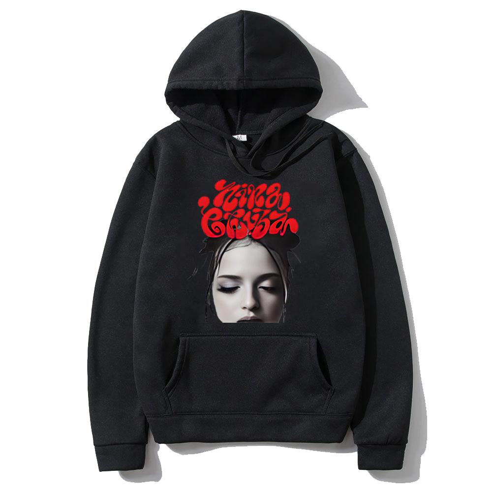 Nina Chuba 2025 Mode Bedruckter Hoodie Herren Damen Bekleidung Hip Hop Streetwear Fleece Pullover Langarm Vintage Sweatshirt 3XL black