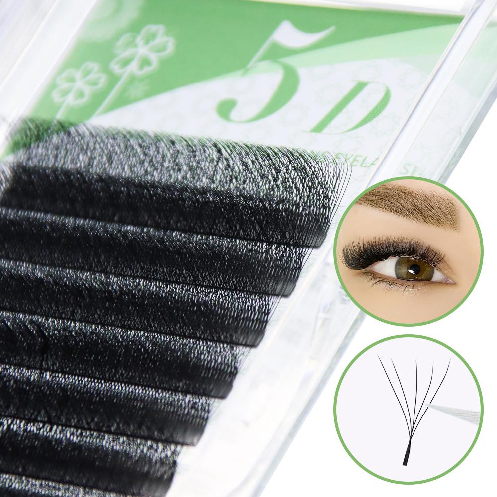 Wimpernverlängerung in W-Form, 5D, vorgefertigte Volumenfächer, W-Stil, Kunstnerz, weich, leicht zu fächern, professionelle, natürliche Wimpern 0.07mm D 9-13mmMIX