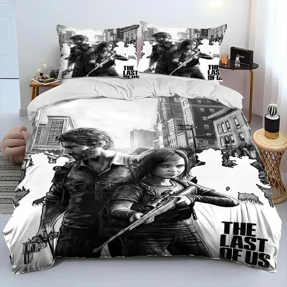 3D-gedrucktes Spiel „The Last of Us“ Bettwäsche-Set für Jungen und Mädchen, Zwillings- und Queensize-Bettbezug, Kissenbezug, Bett, Kinder, Erwachsene, Heimtextilien 135X200cm-2pcs
