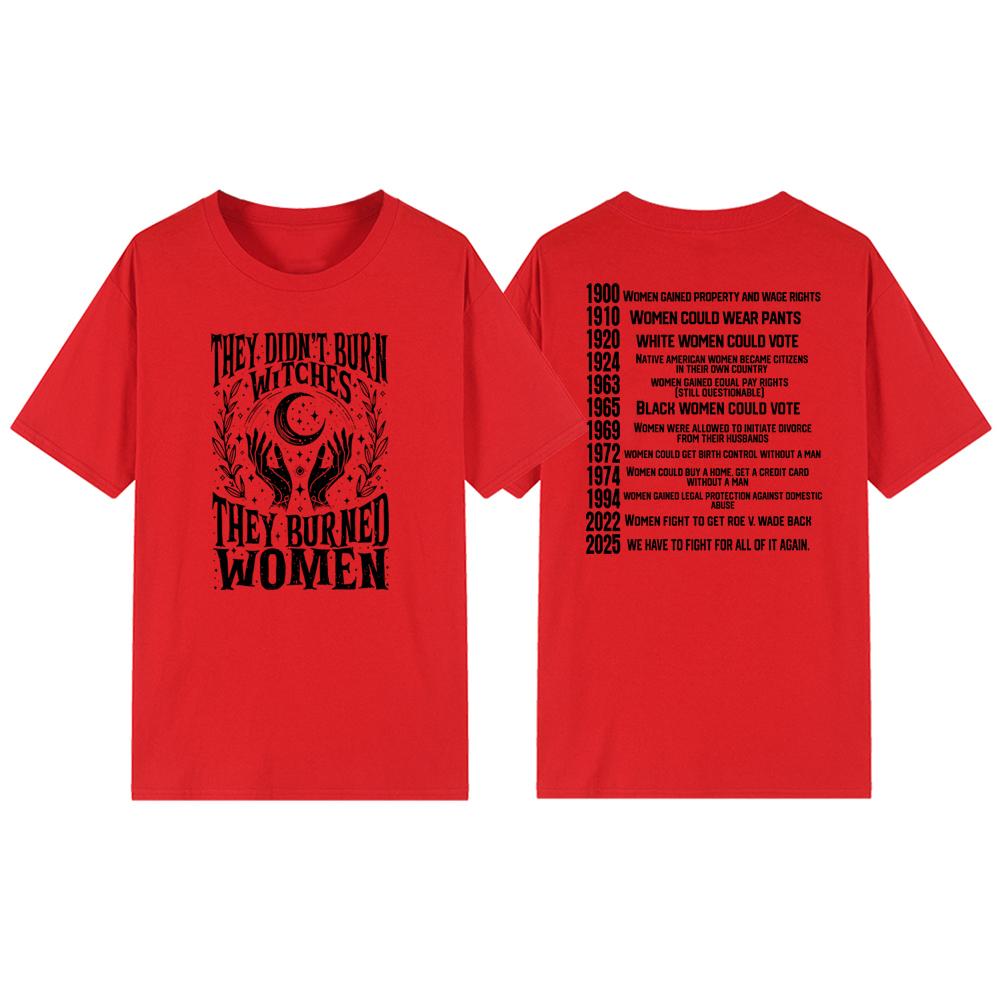 Sie haben keine Hexen verbrannt Shirt Sie haben Frauen verbrannt T-Shirt Frauenrechte Daten T-Shirt Hexen T-Shirt Vintage Kurzarm Grafik T-Shirts XL rot